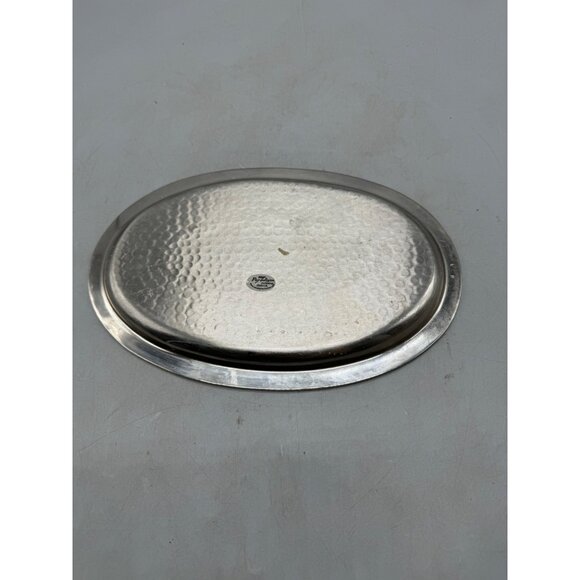 Paradigm Hammered Silver-Plated Oval Serving Tray With Beaded Rim India READ - Picture 6 of 9